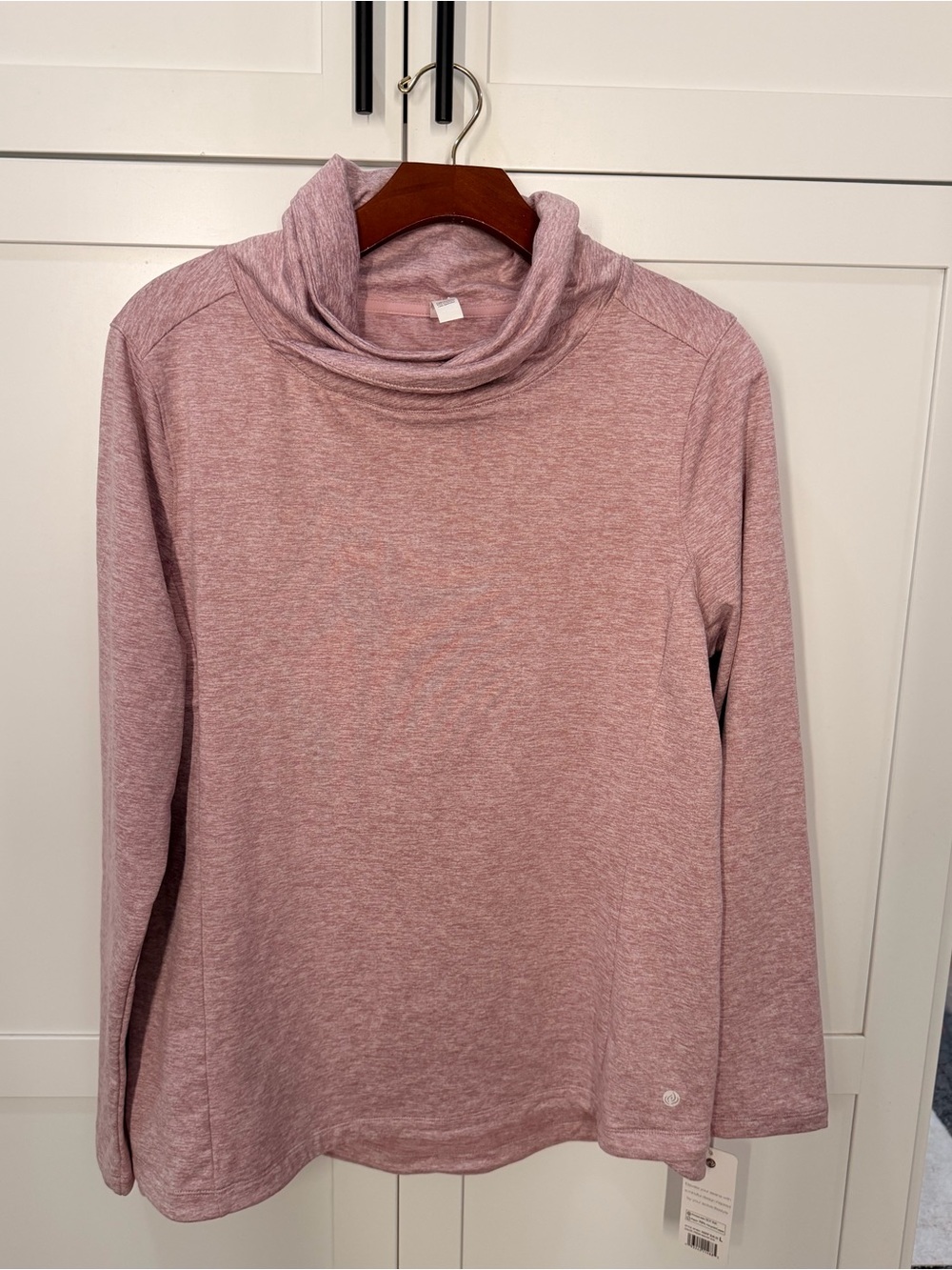 Apana NWT Cowl Neck Yoga Top Fresh Mauve Stripe Large $38